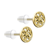 Gold-plated flower of life stud earrings