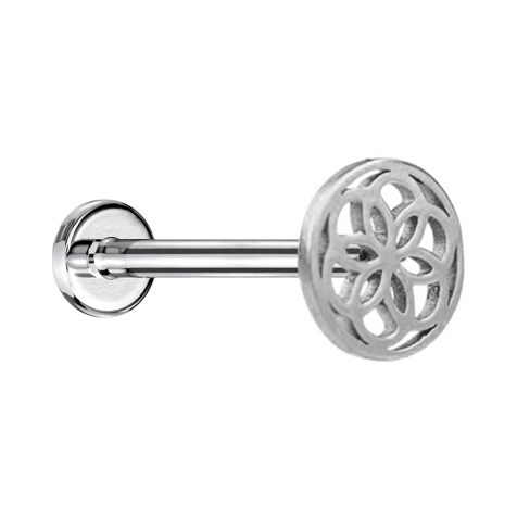 Micro Labret femelle argenté Fleur de vie