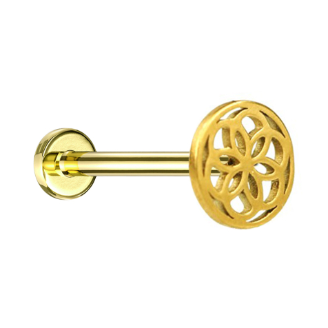 Micro Labret femelle doré Fleur de vie