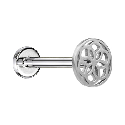 Micro labret internal thread silver flower of life