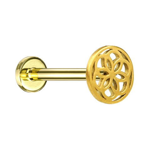 Micro labret filo interno placcato oro fiore della vita