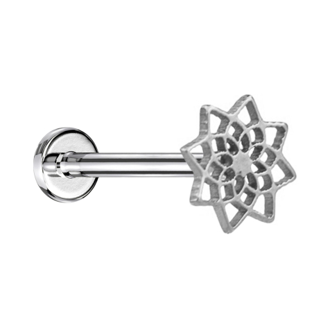 Micro Labret femelle argent fleur de lotus den haut