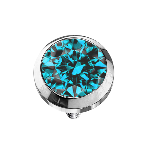 Dermal Anchor silber mit Kristall aqua
