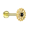 Micro labret filo interno placcato oro fiore pietra donice