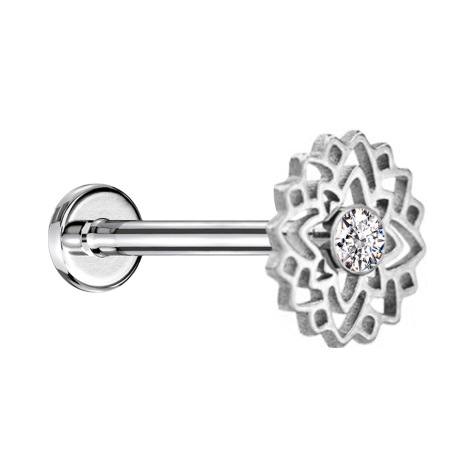 Micro Labret filet femelle argenté fleur cristal argenté