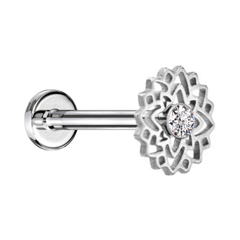 Micro Labret filet femelle argenté fleur cristal argenté