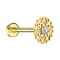 Micro labret internal thread gold-plated flower crystal silver