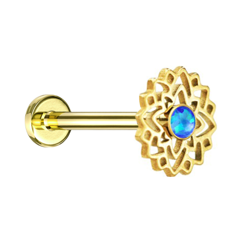 Micro labret internal thread gold-plated flower of life