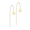 Gold-plated stud earrings free-falling chain lotus flower