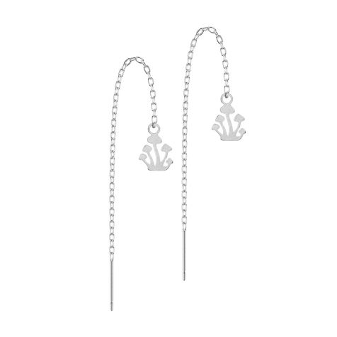 Orecchini a perno in argento con catena a caduta libera di funghi