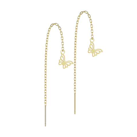 Ohrstecker vergoldet freifallende Kette Schmetterling