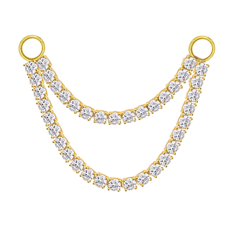 Connecting chain gold-plated double angular crystals silver