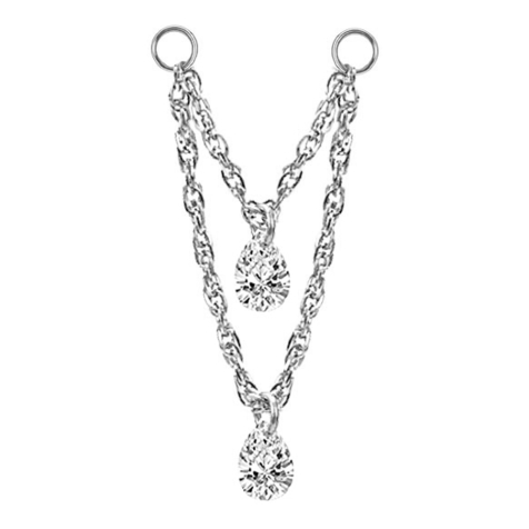 Connecting chain silver double crystal drops silver