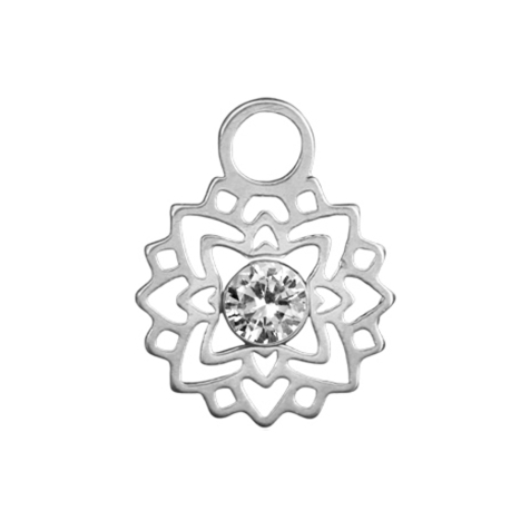 Pendant silver flower crystal silver