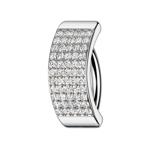 Banana hinged silver shield five rows of crystals silver