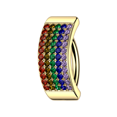 Banane pliable plaque dorée cinq rangées de cristaux de couleur