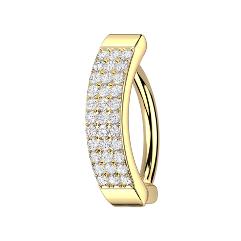 Banane pliable plaque dorée trois rangées de cristaux argentés