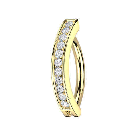 Banana hinged gold-plated shield crystals silver