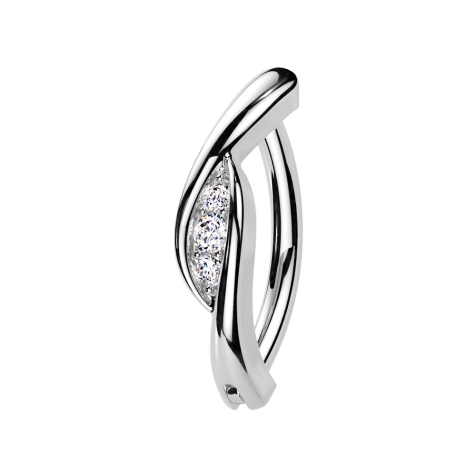 Banana hinged silver shield crystal intertwined
