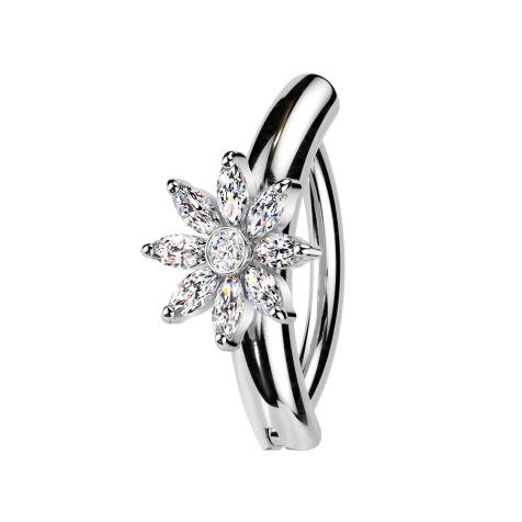 Banana hinged silver shield semicircular flower crystal silver