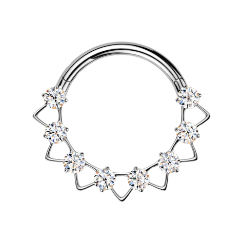 Micro anello segmentato pieghevole argento triangoli cristalli argento