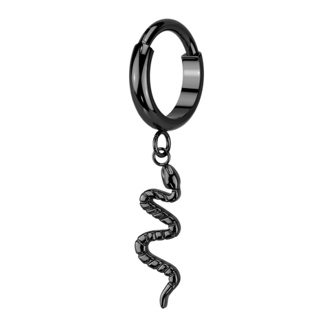 Micro bague segmentée pliable noire pendentif serpent