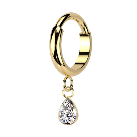 Micro segment ring, foldable, gold-plated, pendant, drop crystal, silver