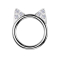 Micro segment ring, foldable, silver, cat ears, crystals, silver