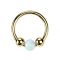 Bague micro segment pliable plaquée or deux boules et boule opale blanche