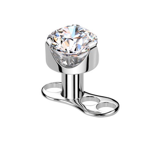 Dermal Anchor Innengewinde silber flach Kristall silber gefasst