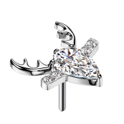 Threadless Hirschgeweih silber Kristall silber