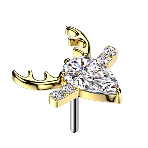 Threadless Hirschgeweih vergoldet Kristall silber