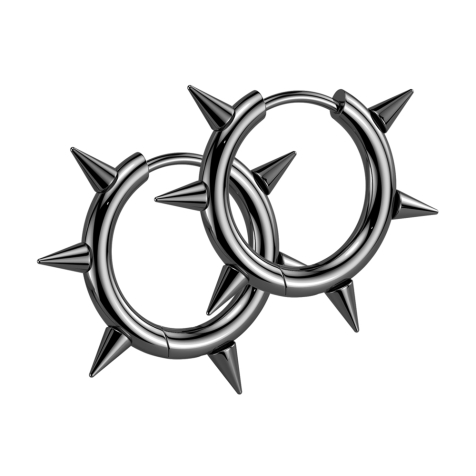 Folding earring black with cones