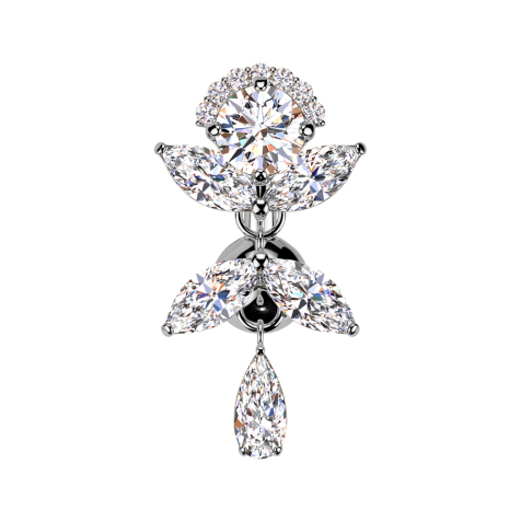 Banane silber mit Kugel silber Anhänger Rebe Kristalle silber