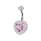Banana filettatura interna argento cristallo incastonato argento e cuore in cristallo rosa cristalli argento