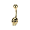 Gold-plated banana with gold-plated ball and black skull crystals