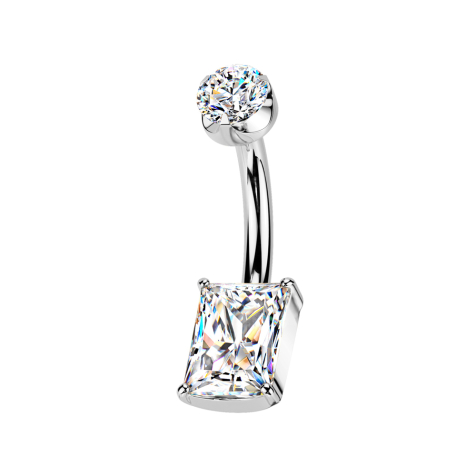 Banane filetage intérieur argent plat cristal argent serti et cristal rectangulaire argent serti