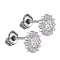 Silver flower crystal stud earrings