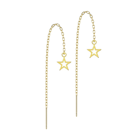 Orecchini a perno placcati in oro con catena a caduta libera