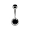 Banana silver internal thread with two balls silver with crystal black