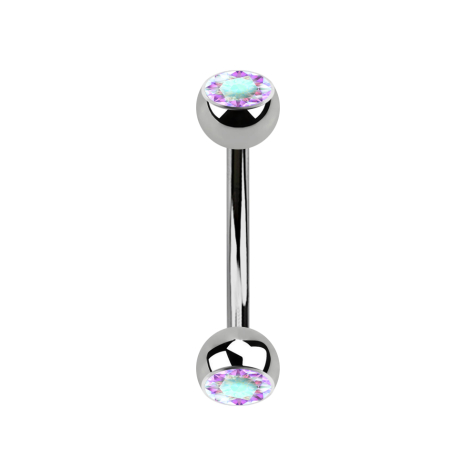 Banana silver with two crystal balls multicolor