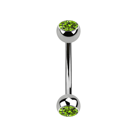 Banana silver with two light green crystal balls