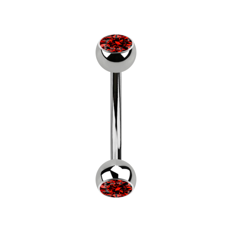 Banana silver with two red crystal balls