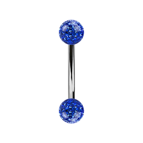 Banane silber mit zwei Kristallkugeln dunkelblau Epoxy Schutzschicht