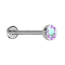 Micro Threadless Labret Silver Hemisphere with Multicolor Crystal