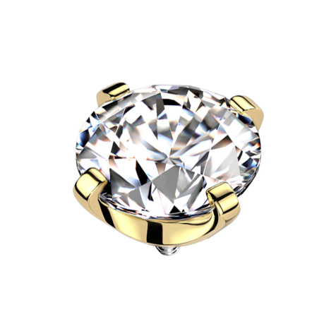 Dermal Anchor vergoldet Kristall silber gefasst