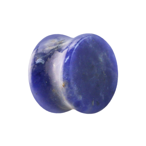 Flared plug made from sodalite stone