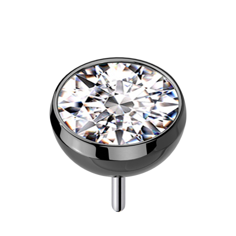 Demi-sphère sans filetage noire avec cristal argenté