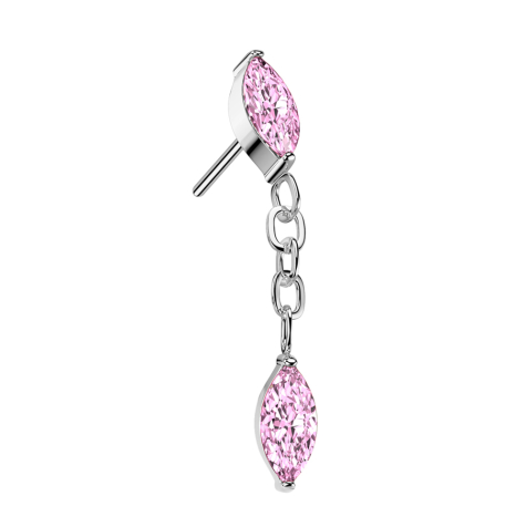 Collana con pendente ovale in cristallo rosa senza filettatura argento Cristallo ovale rosa
