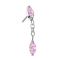 Collana con pendente ovale in cristallo rosa senza filettatura argento Cristallo ovale rosa